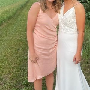 Express blush pink satin cocktail dress